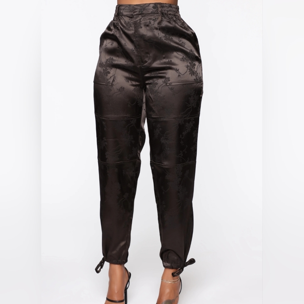 Black satin jogger